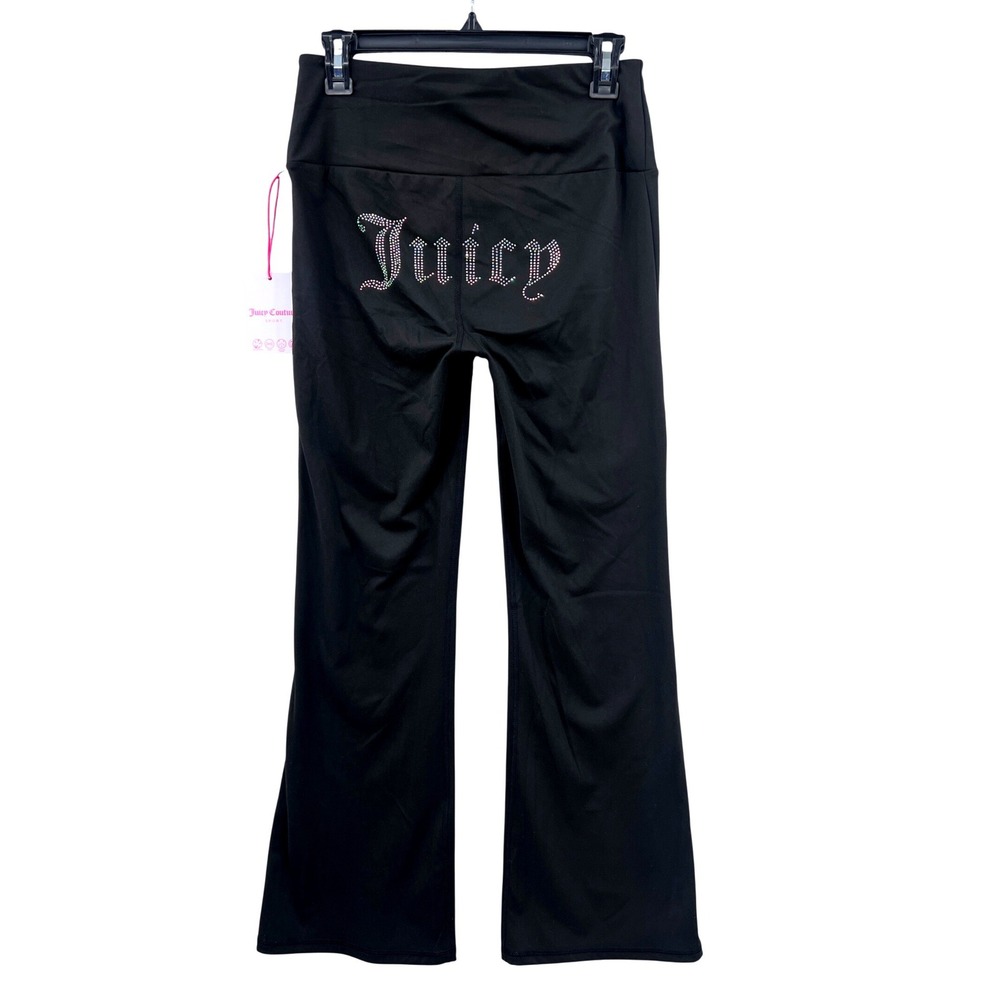 Juicy Couture Sport Flare Leggings‎ Womens M Black Rhinestone Logo JC191 NEW